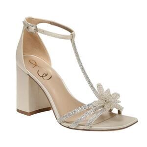 Sam Edelman Pearl Ivory Satin T-Strap Donnie Sandal Size 9